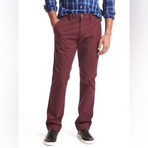 GAP Men’s 31x30 Straight Fit Pants Red Burgundy Chino Cotton Twill Trousers